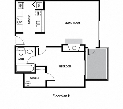 a floor plan of a house with a bedroom and a living room